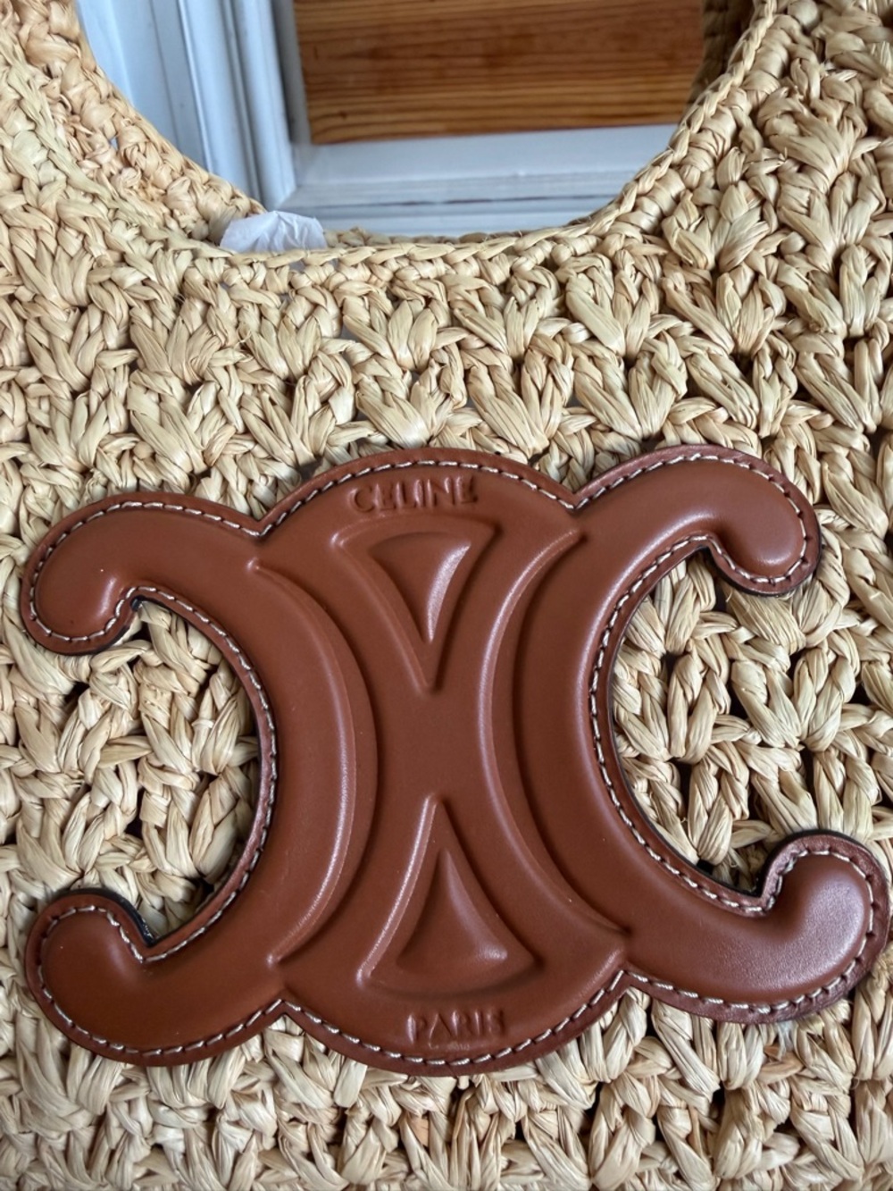 Celine Natural Woven Classic Panier Hobo Bag in raffia and calfskin - Picture 10 of 16